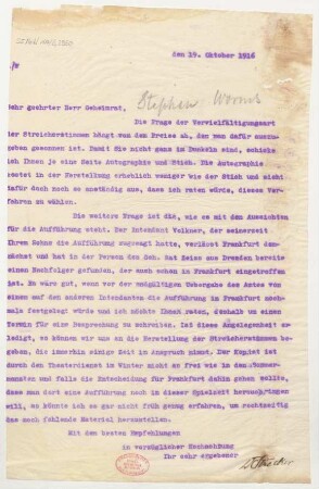 Brief an Karl Stephan : 19.10.1916