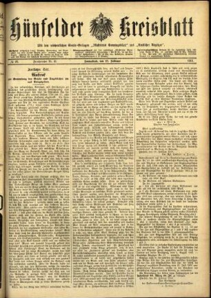Ausgabe vom Samstag, den 22. Februar 1913.