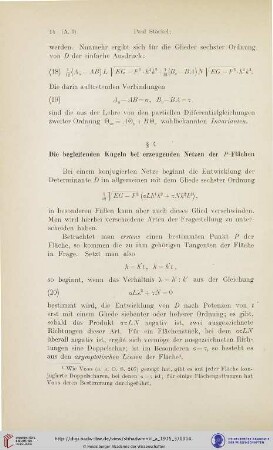 § 4. Die begleitenden Kugeln bei erzeugenden Netzen der P-Flächen