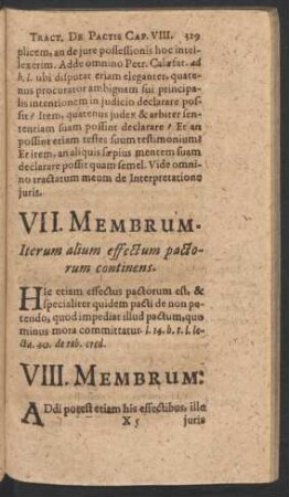 VII. Membrum. Iterum alium effectum pactorum continens.