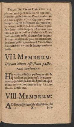 VII. Membrum. Iterum alium effectum pactorum continens.
