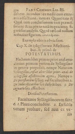 Cap. X. De Syllogismorum Affectionibus, & primo de Potestatibus.
