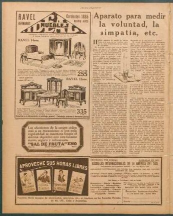 Aparato para medir la voluntad, la simpatía, etc.