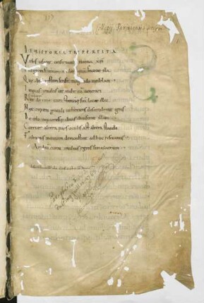 De historia tripartita (Auszug über das von Kaiser Julianus gestürzte Christusbild, in Hexametern, Nachtrag)