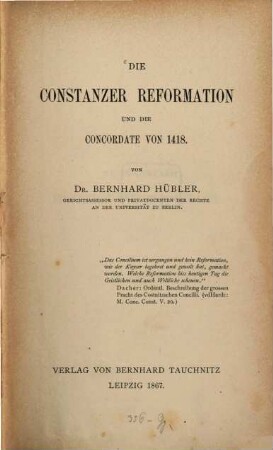 Die Constanzer Reformation und die Concordate von 1418