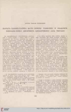Kaplica karmelitańska Matki Boskiej Piaskowej w Krakowie. Nieznane dzieło architekta królewskiego Jana Trevano
