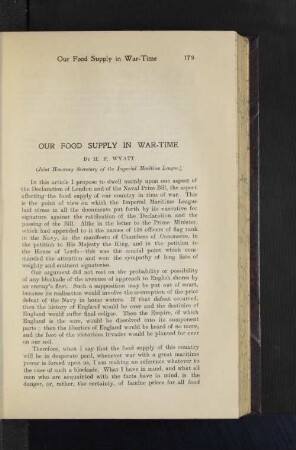 Our Food Supply in War-Time