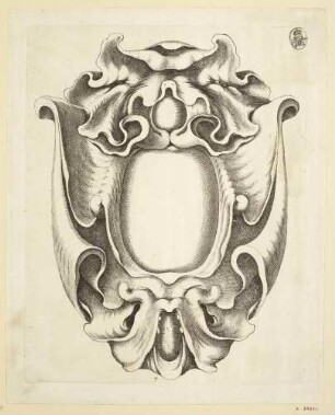 Kartusche mit zwei Masken, Blatt 7 aus der Serie "Verscheide Snakeryen"