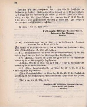 Nr. 49: Ministerialverordnung vom 16. März 1915 zur Ausführung der Bundesratsverordnung über den Verkehr mit Gerste