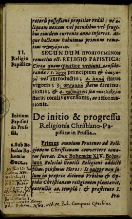De initio & progressu Religionis Christiano-Papisticæ in Prussia.