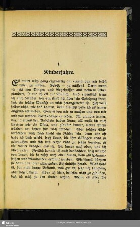 I. Kinderjahre