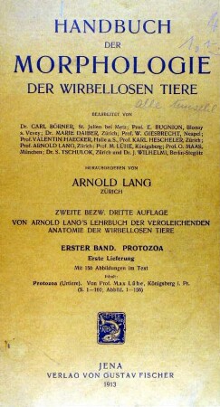 Handbuch der Morphologie der wirbellosen Tiere / Band 1