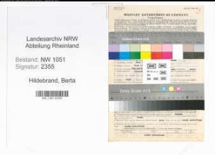 Entnazifizierung Berta Hildebrand , geb. 30.04.1898 (Angestellte)