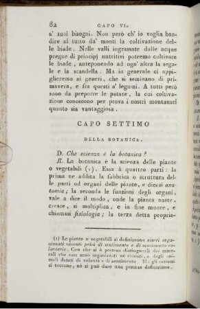 Capo Settimo. Della Botanica.