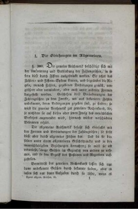 I. Die Gleichungen im Allgemeinen.