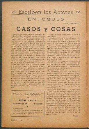 Escriben los Actores : Enfoques por Telefoto - Casos y Cosas