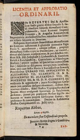 4r-5v, Licentia et Approbatio Ordinarii.