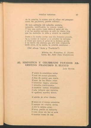 Al simpático y celebrado payador argentino Francisco N. Bianco