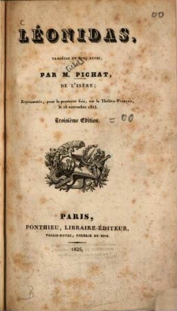 Léonides : Tragédie en 5 actes