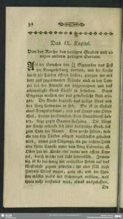 Das IX. Kapitel. Von der Kirche des heiligen Grabes und einigen andern heiligen Oertern