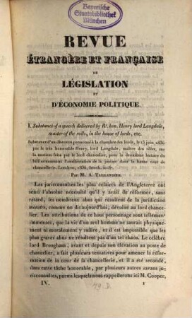 Revue étrangère et française de législation, de jurisprudence et d'économie politique : par une réunion de jurisconsultes et de publicistes français et étrangers ; publ. par M. Foelix. 4. 1836/37 (1837)