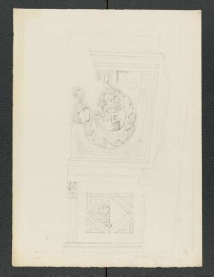 Siena, Rathauskapelle, Seitenansicht des Chorgestühls [Carl Luckow, zeichnerischer Nachlass]