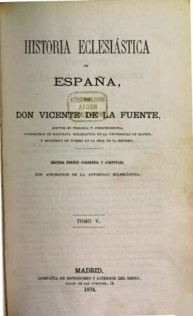 Historia eclesiástica de España. V