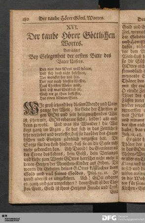 XVI. Der taube Hörer Göttlichen Wortes.