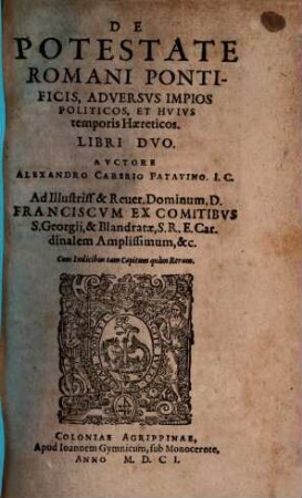 De Potestate romani Potificis adversus impios Politicos