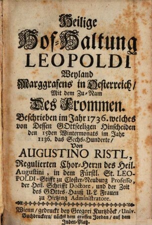 Heilige Hofhaltung Leopoldi