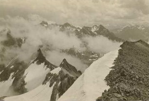 Lechtaler Alpen. Parseiergruppe, links Parseierspitze, von der Feuerspitze gesehen