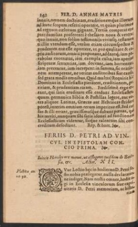 Feriis D. Petri Ad Vincul. In Epistolam ...