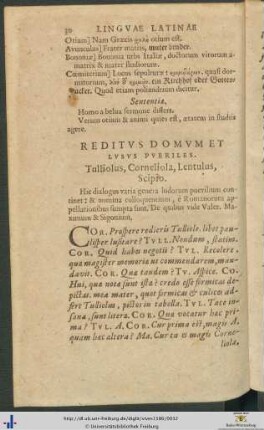 Reditus Domum Et Lusus Pueriles