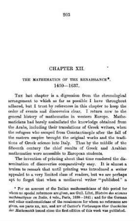 XII. The Mathematics of the Renaissance. 1450 - 1637.