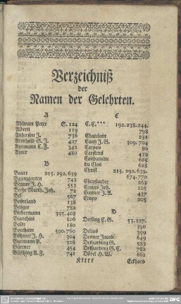 Verzeichniß der Namen der Gelehrten
