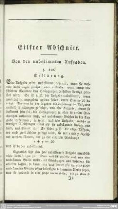 Eilfter Abschnitt. Von den unbestimmten Aufgaben
