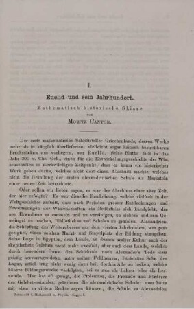 I. Euclid und sein Jahrhundert.