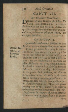 Caput VII. [VIII.] De Oratione Natalitia.