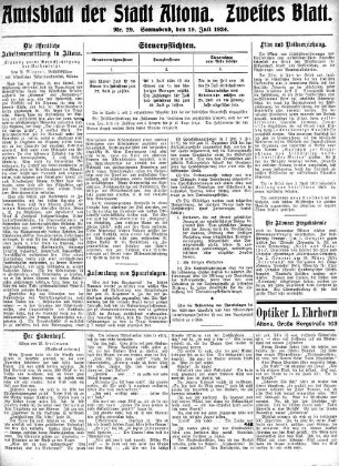 Nummer 29. Zweites Blatt. : Sonnabend, den 19. Juli 1924
