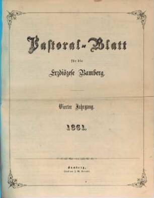Pastoralblatt der Erzdiözese Bamberg. 4, 4. 1861