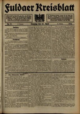 Ausgabe vom Dienstag, den 28. April 1914.