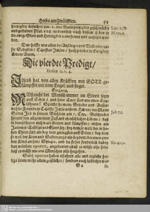 Die vierdte Predigt, Hoseae 12. v. 4