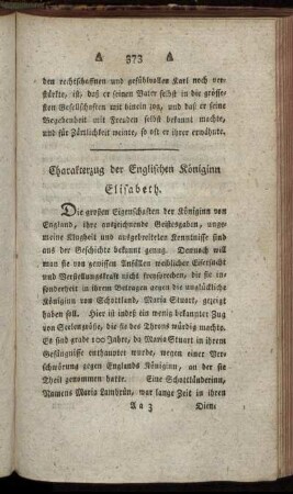 Charakterzug der Englischen Königinn Elisabeth