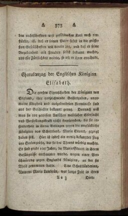 Charakterzug der Englischen Königinn Elisabeth
