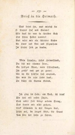 Brief in die Heimath