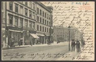 Ansichtskarte Oranienstraße mit Moritzplatz im Hintergrund