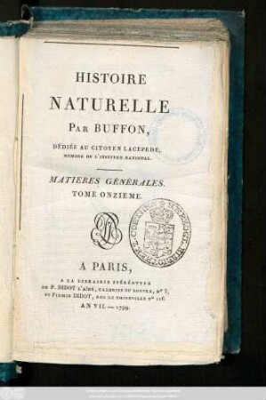 [1], T. 11: Histoire Naturelle
