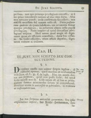 Cap. II. De Iure Non Scripto Seu Consuetudine