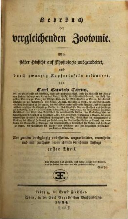 Lehrbuch der vergleichenden Zootomie : mit stäter Hinsicht auf Physiologie ausgearb., 1