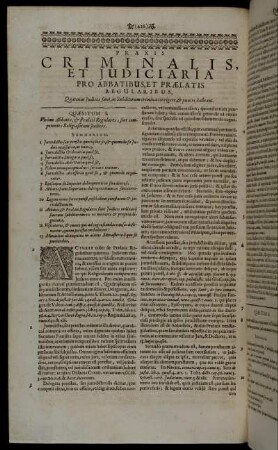 Praxis Criminalis, Et Judiciaria Pro Abbatibus, Et Prælatis Regularibus.